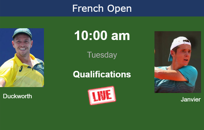 How to watch Duckworth vs. Janvier on live streaming at the French Open on Tuesday