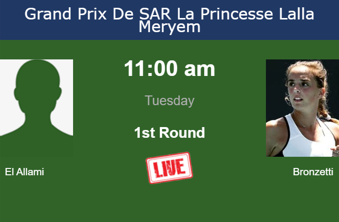How to watch El Allami vs. Bronzetti on live streaming in Rabat on Tuesday Tuesday Live Streaming Malak El Allami vs Lucia Bronzetti