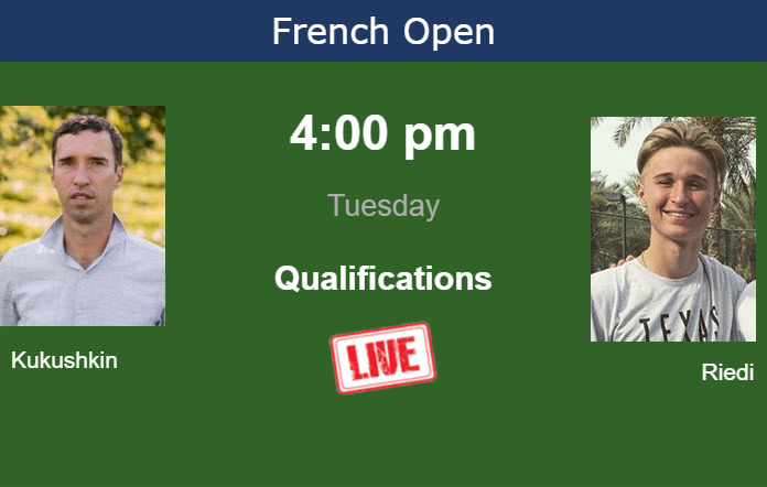 How to watch Kukushkin vs. Riedi on live streaming at the French Open on Tuesday