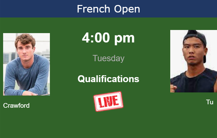 How to watch Crawford vs. Tu on live streaming at the French Open on Tuesday