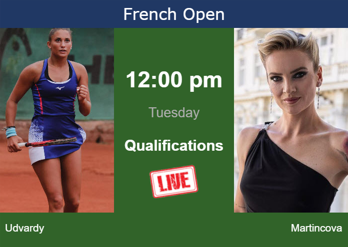 How to watch Udvardy vs. Martincova on live streaming at the French Open on Tuesday