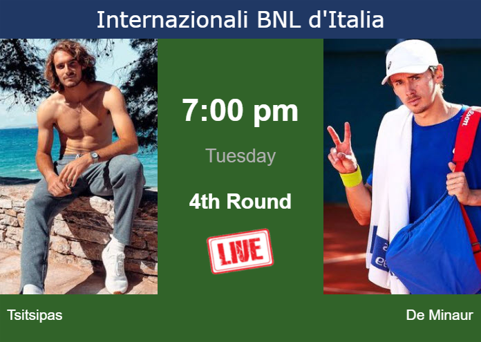 How to watch Tsitsipas vs. De Minaur on live streaming in Rome on Tuesday