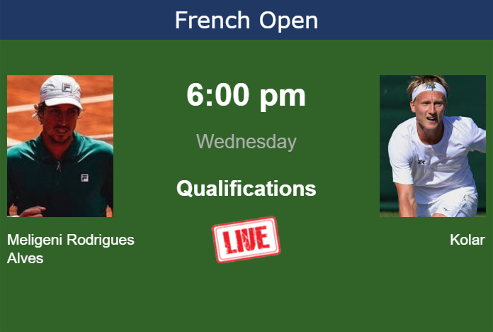 How to watch Meligeni Rodrigues Alves vs. Kolar on live streaming at the French Open on Wednesday