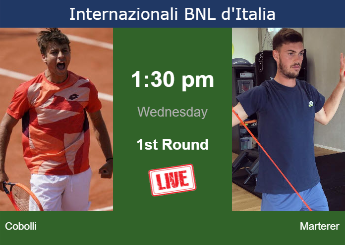 Wednesday Live Streaming Flavio Cobolli vs Maximilian Marterer