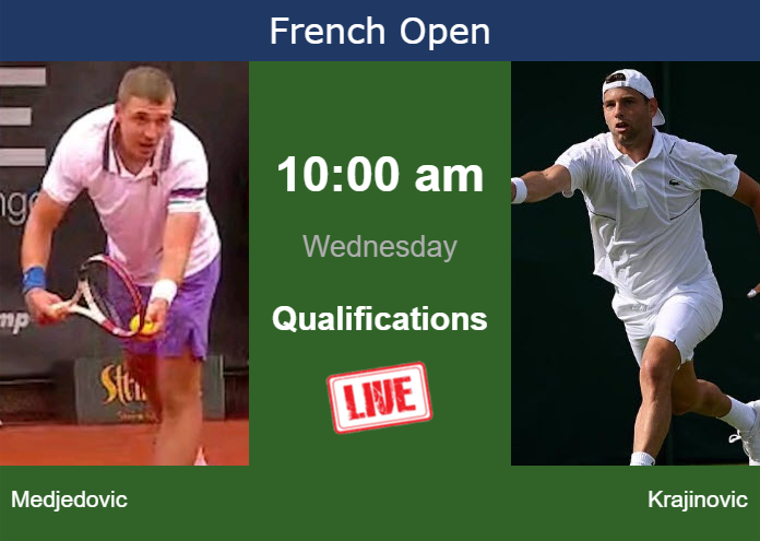 How to watch Medjedovic vs. Krajinovic on live streaming at the French Open on Wednesday