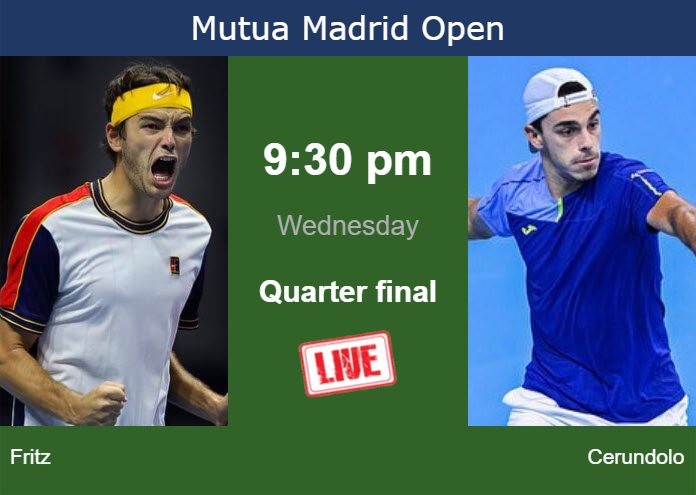 How to watch Fritz vs. Cerundolo on live streaming in Madrid on Wednesday Tennis Tonic News Predictions H2H Live Scores stats
