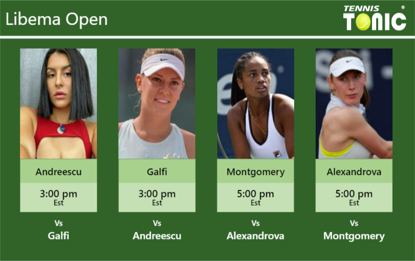 PREDICTION, PREVIEW, H2H: Andreescu, Galfi, Montgomery and Alexandrova to play on CENTRE COURT on Saturday – Libema Open