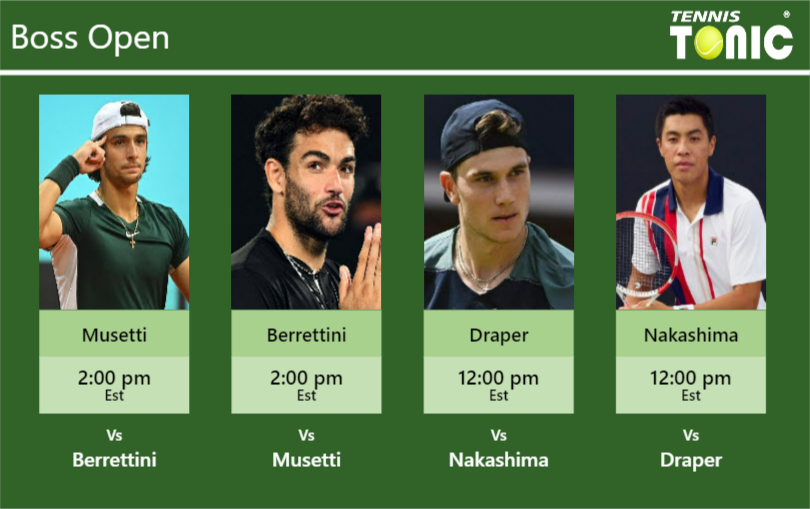 PREDICTION, PREVIEW, H2H: Musetti, Berrettini, Draper And Nakashima To ...