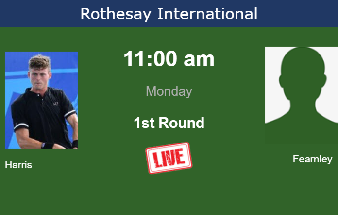 How to watch Harris vs. Fearnley on live streaming in Eastbourne on Monday Monday Live Streaming Billy Harris vs Jacob Fearnley
