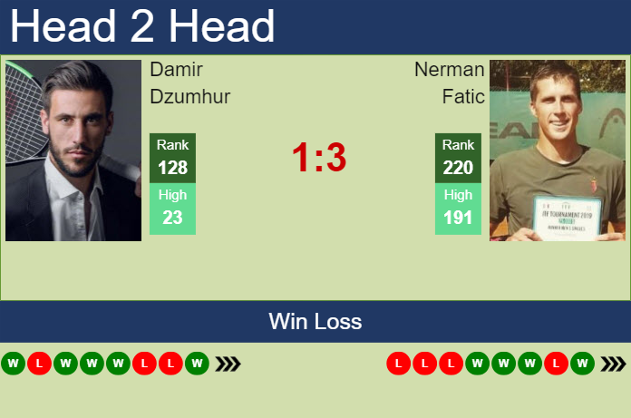 Prediction and head to head Damir Dzumhur vs. Nerman Fatic
