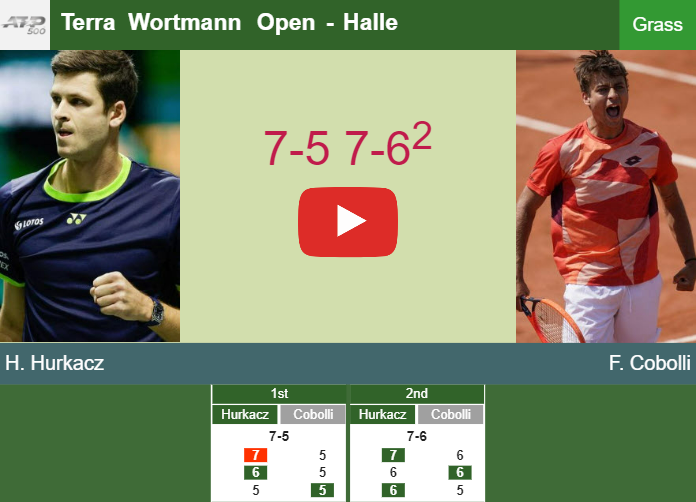 Hubert Hurkacz beats Cobolli in the 1st round to set up a battle vs Duckworth or Fonseca. HIGHLIGHTS – HALLE RESULTS