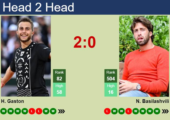 H2H, prediction of Hugo Gaston vs Nikoloz Basilashvili in Lyon Challenger with odds, preview, pick | 14th June 2024