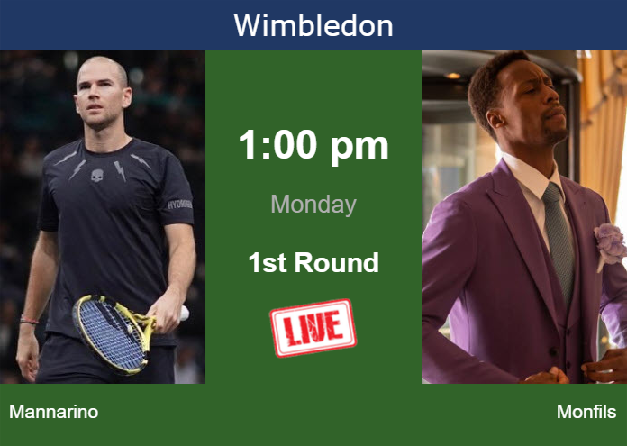How to watch Mannarino vs. Monfils on live streaming in Wimbledon on Monday Tennis Tonic News Predictions H2H Live Scores stats