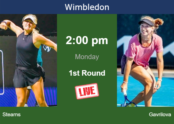 How to watch Stearns vs. Gavrilova on live streaming in Wimbledon on Monday