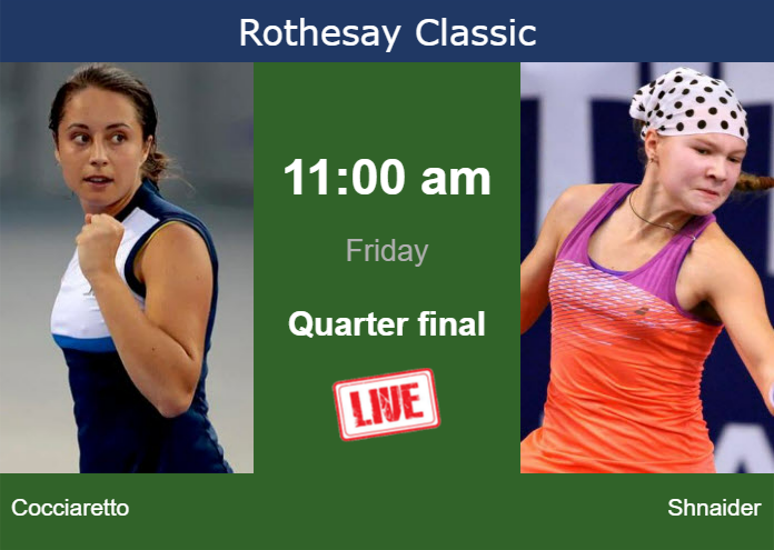 Thursday Live Streaming Elisabetta Cocciaretto vs Diana Shnaider