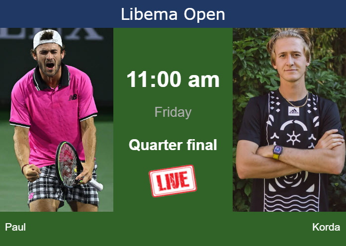 Thursday Live Streaming Tommy Paul vs Sebastian Korda