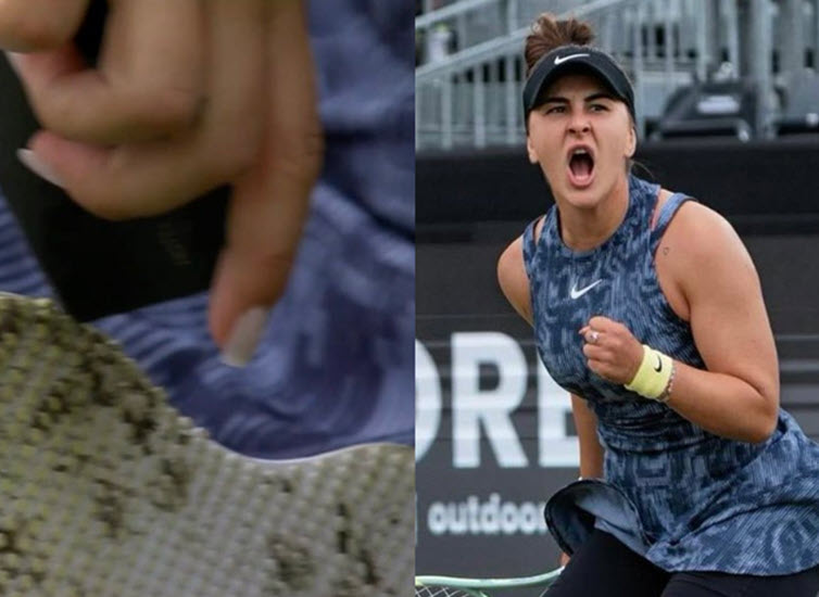 WEIRD. Andreescu caught taking out the grass from her shoes with the hotel key