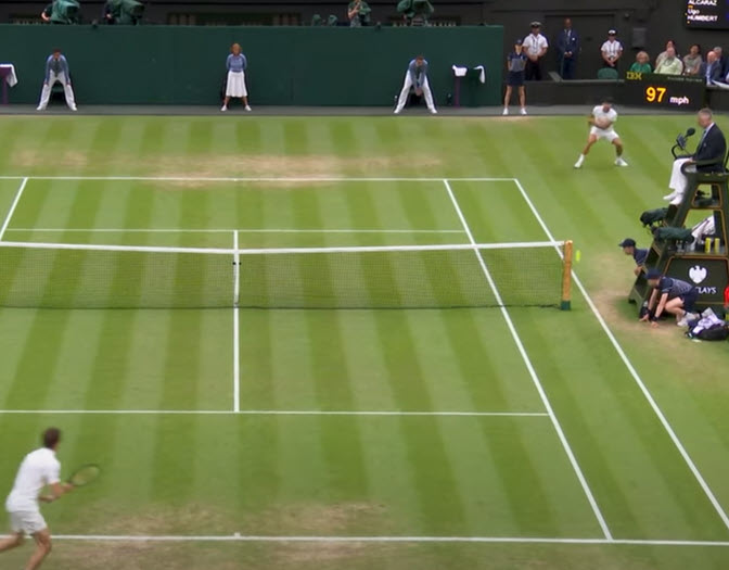 Alcaraz Hits An Insane Around The Net Backhand In Wimbledon