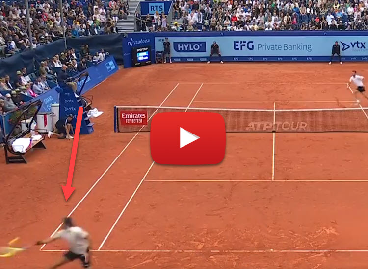 VIDEO. Berrettini delights the fans with an outstanding backhand passing shot during his match versus Halys in Gstaad Berrettini Incredible Passing Shot