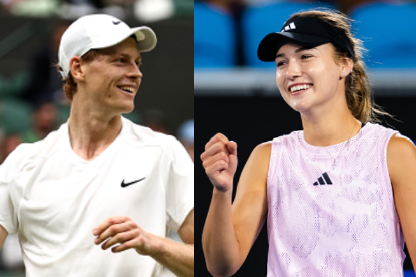 Jannik Sinner in the stands while watching his girlfriend Kalinskaya retiring in tears