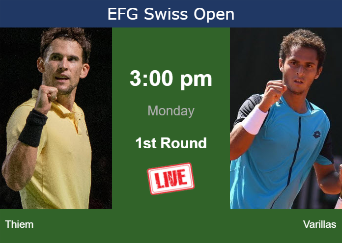 How to watch Thiem vs. Varillas on live streaming in Gstaad on Monday Monday Live Streaming Dominic Thiem vs Juan Pablo Varillas