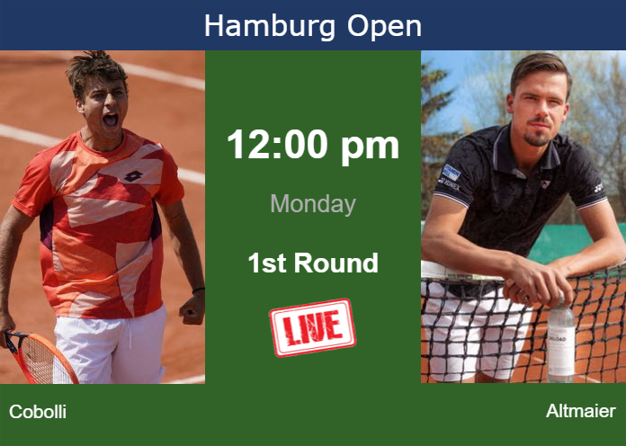 How to watch Cobolli vs. Altmaier on live streaming in Hamburg on Monday Monday Live Streaming Flavio Cobolli vs Daniel Altmaier