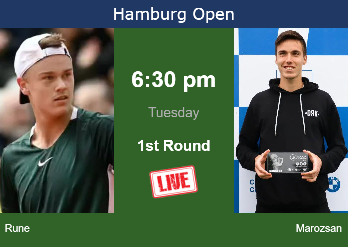 How to watch Rune vs. Marozsan on live streaming in Hamburg on Tuesday Monday Live Streaming Holger Rune vs Fabian Marozsan