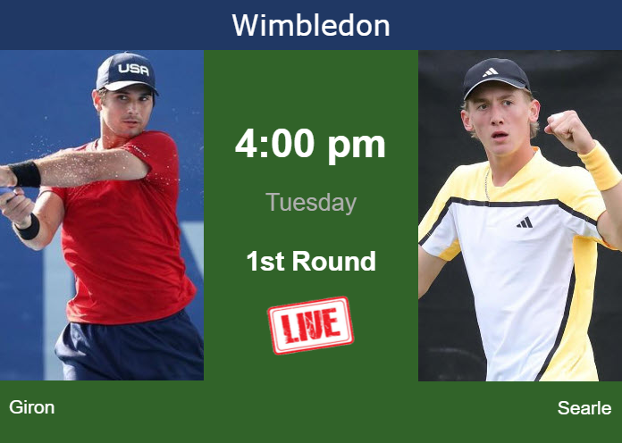 How to watch Giron vs. Searle on live streaming in Wimbledon on Tuesday Tennis Tonic News Predictions H2H Live Scores stats