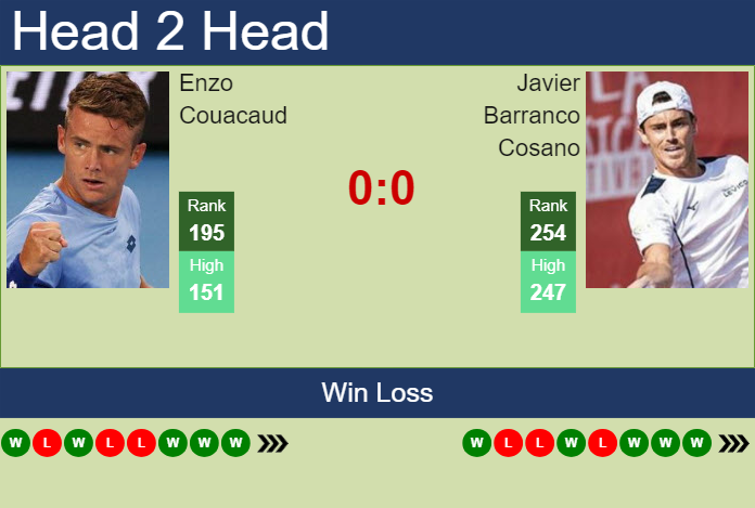 H2H, prediction of Enzo Couacaud vs Javier Barranco Cosano in Iasi Challenger with odds, preview, pick | 13th July 2024