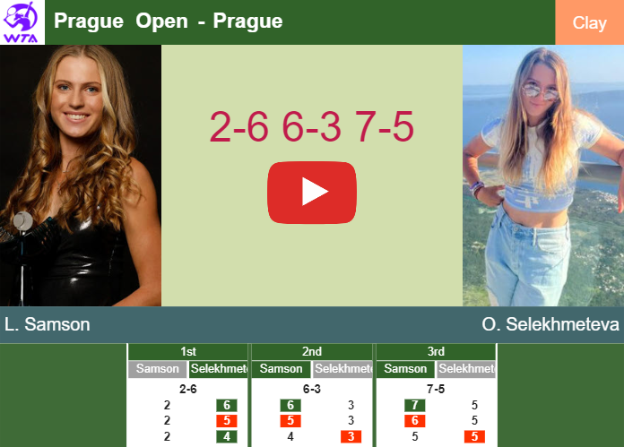 Laura Samson shocks Selekhmeteva in the quarter to play vs Frech at the Prague Open. HIGHLIGHTS – PRAGUE RESULTS