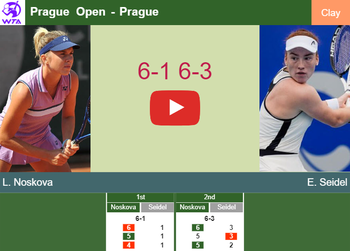 Unstoppable Linda Noskova thumps Seidel in the quarter to set up a clash vs Linette at the Prague Open. HIGHLIGHTS – PRAGUE RESULTS