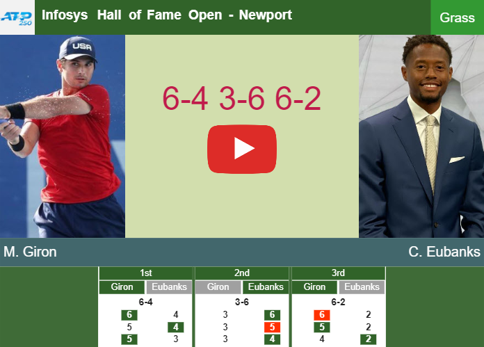 Marcos Giron defeats Eubanks in the semifinal to play vs Michelsen at the Infosys Hall of Fame Open. HIGHLIGHTS – NEWPORT RESULTS Prediction and head to head Marcos Giron vs. Christopher Eubanks
