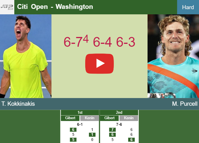 Thanasi Kokkinakis stuns Purcell in the 1st round to play vs Vukic. HIGHLIGHTS – WASHINGTON RESULTS