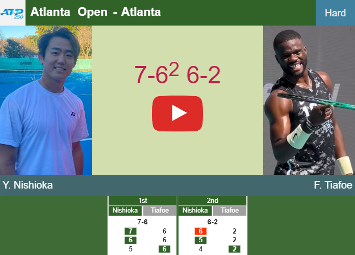 Yoshihito Nishioka upsets Tiafoe in the quarter to play vs Rinderknech at the Atlanta Open. HIGHLIGHTS – ATLANTA RESULTS