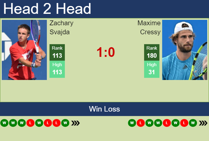 H2H, prediction of Zachary Svajda vs Maxime Cressy in Atlanta with odds, preview, pick | 21st July 2024