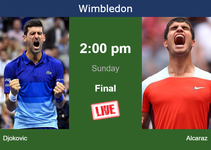 Saturday Live Streaming Novak Djokovic vs Carlos Alcaraz