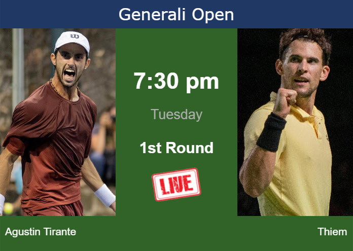 How to watch Agustin Tirante vs. Thiem on live streaming in Kitzbuhel on Tuesday Tuesday Live Streaming Thiago Agustin Tirante vs Dominic Thiem
