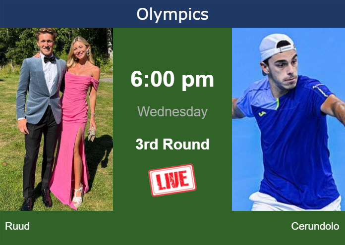 How to watch Ruud vs. Cerundolo on live streaming in Paris on Wednesday Wednesday Live Streaming Casper Ruud vs Francisco Cerundolo