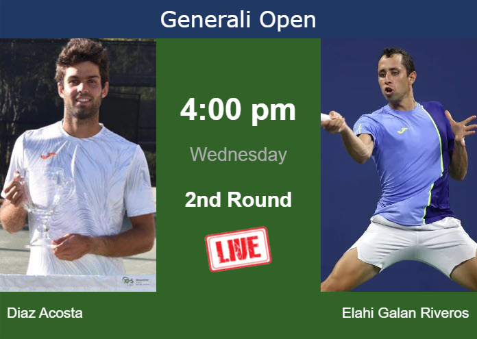 How to watch Diaz Acosta vs. Elahi Galan Riveros on live streaming in Kitzbuhel on Wednesday Wednesday Live Streaming Facundo Diaz Acosta vs Daniel Elahi Galan