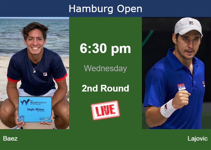 How to watch Baez vs. Lajovic on live streaming in Hamburg on Wednesday Wednesday Live Streaming Sebastian Baez vs Dusan Lajovic