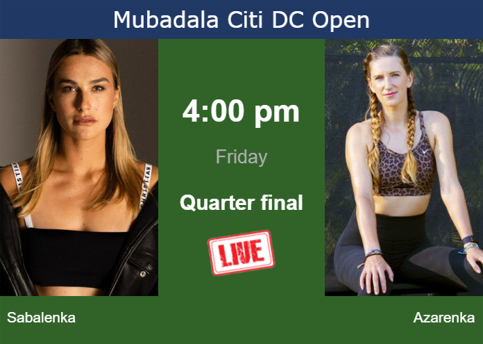 Friday Live Streaming Aryna Sabalenka vs Victoria Azarenka