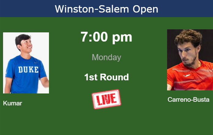 How to watch Kumar vs. Carreno-Busta on live streaming in Winston-Salem on Monday