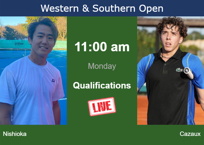 Monday Live Streaming Yoshihito Nishioka vs Arthur Cazaux