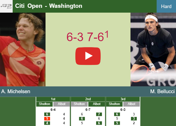 Alex Michelsen tops Bellucci in the 2nd round to set up a battle vs Chan Hong at the Citi Open. HIGHLIGHTS – WASHINGTON RESULTS