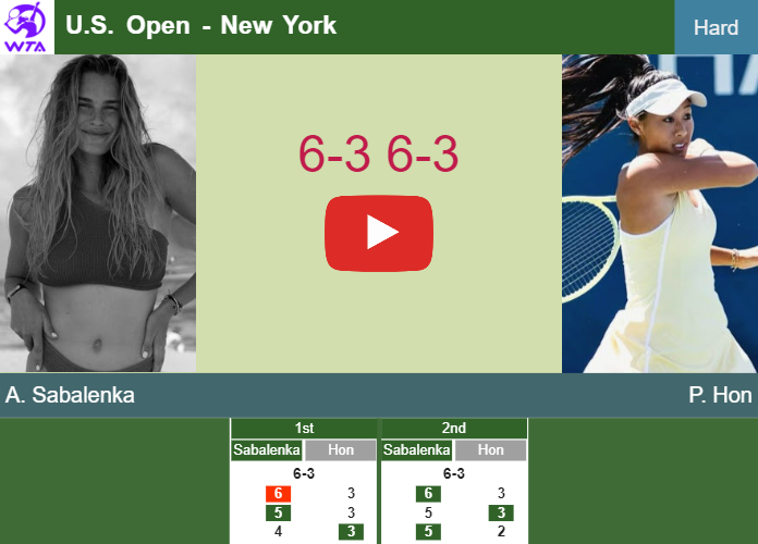 Aryna Sabalenka wins against Hon in the 1st round to collide vs Bronzetti. HIGHLIGHTS, INTERVIEW – U.S. OPEN RESULTS