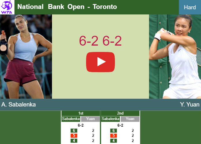 Prediction and head to head Aryna Sabalenka vs. Yue Yuan