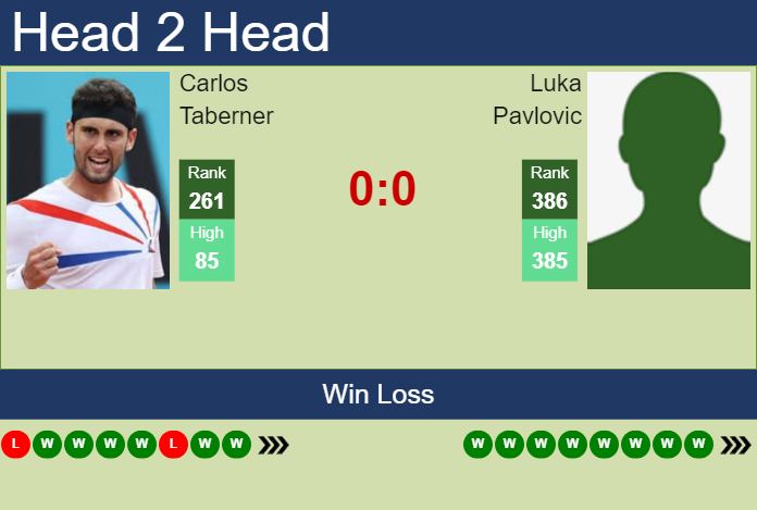 H2H, prediction of Carlos Taberner vs Luka Pavlovic in Todi Challenger with odds, preview, pick | 15th August 2024