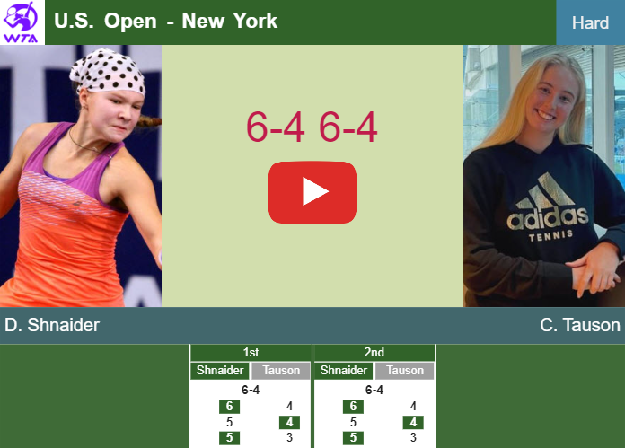 Diana Shnaider gets the better of Tauson in the 2nd round to battle vs Errani. HIGHLIGHTS – U.S. OPEN RESULTS