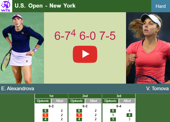 Ekaterina Alexandrova defeats Tomova in the 1st round to collide vs Jovic. HIGHLIGHTS – U.S. OPEN RESULTS