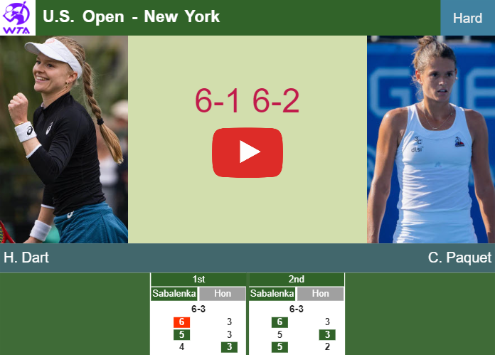 Merciless Harriet Dart powers past Paquet in the 1st round to battle vs Kostyuk at the U.S. Open. HIGHLIGHTS – U.S. OPEN RESULTS